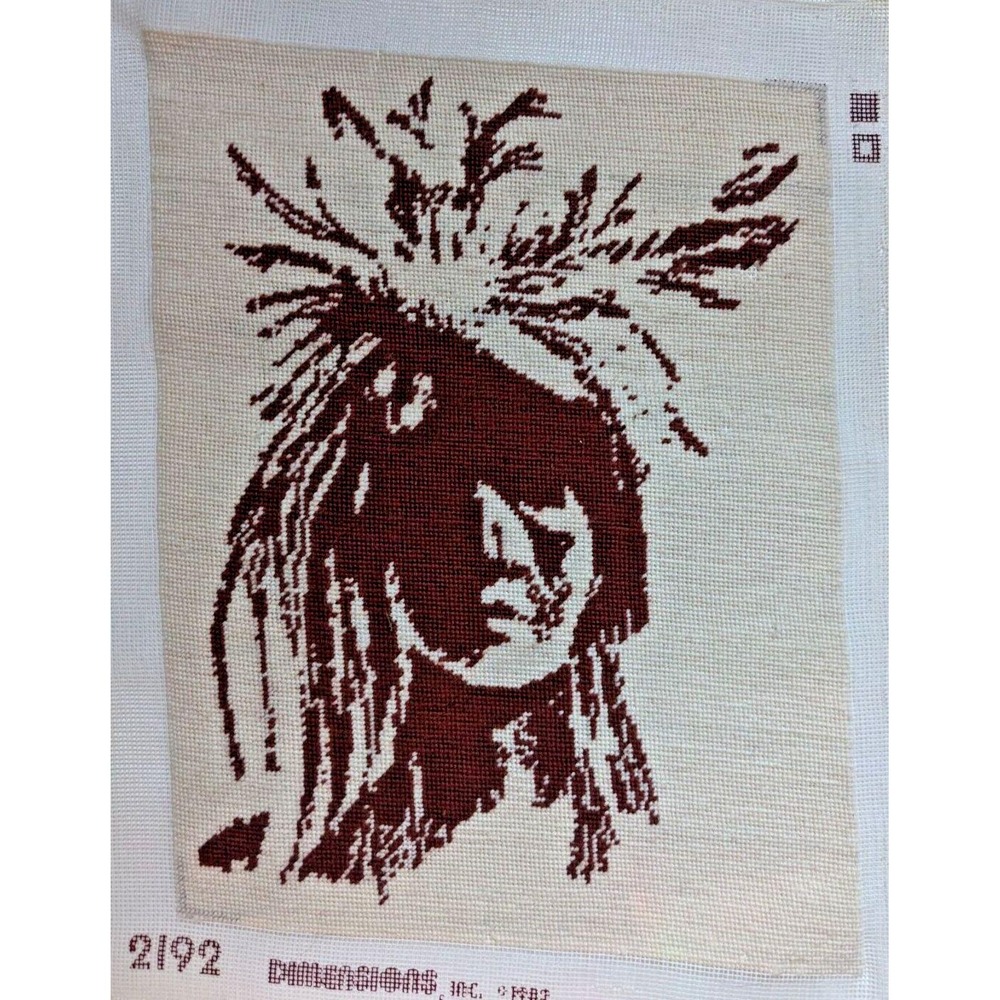 Vintage Native American Indian Completed Needlepoint Piece Unframed 20" by 16" - Picture 2 of 10